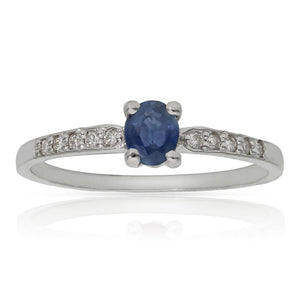SORTIJA ORO BLANCO 18KL ZAFIRO + DIAMANTES - Números: nº 16 