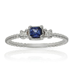 SORTIJA ORO BLANCO 18KL ZAFIRO + DIAMANTES - Números: nº 16 