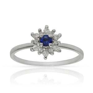 SORTIJA ORO BLANCO 18KL ZAFIRO + DIAMANTES - Números: nº 16 
