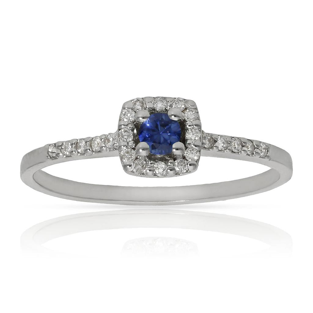 SORTIJA ORO BLANCO 18KL ZAFIRO + DIAMANTES - Números: nº 19 