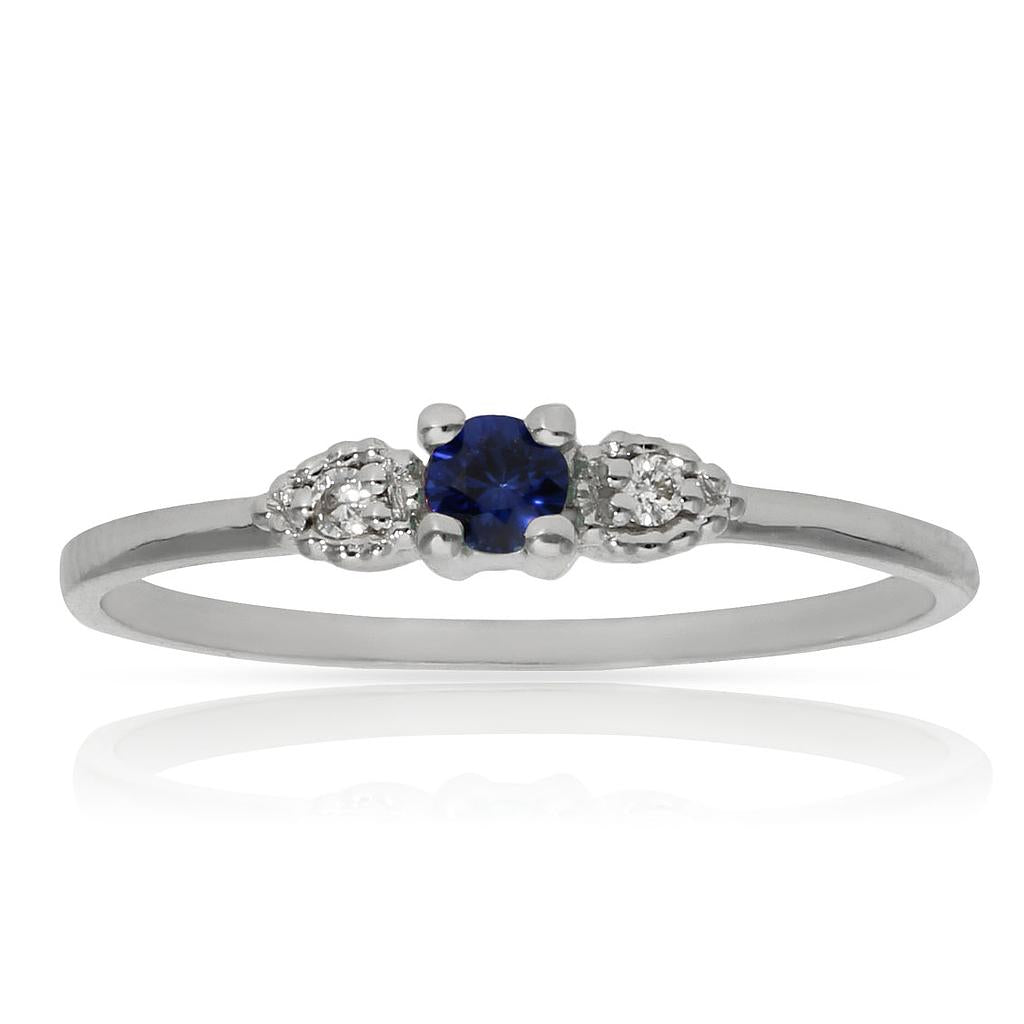 SORTIJA ORO BLANCO 18KL ZAFIRO + DIAMANTES - Números: nº 19 