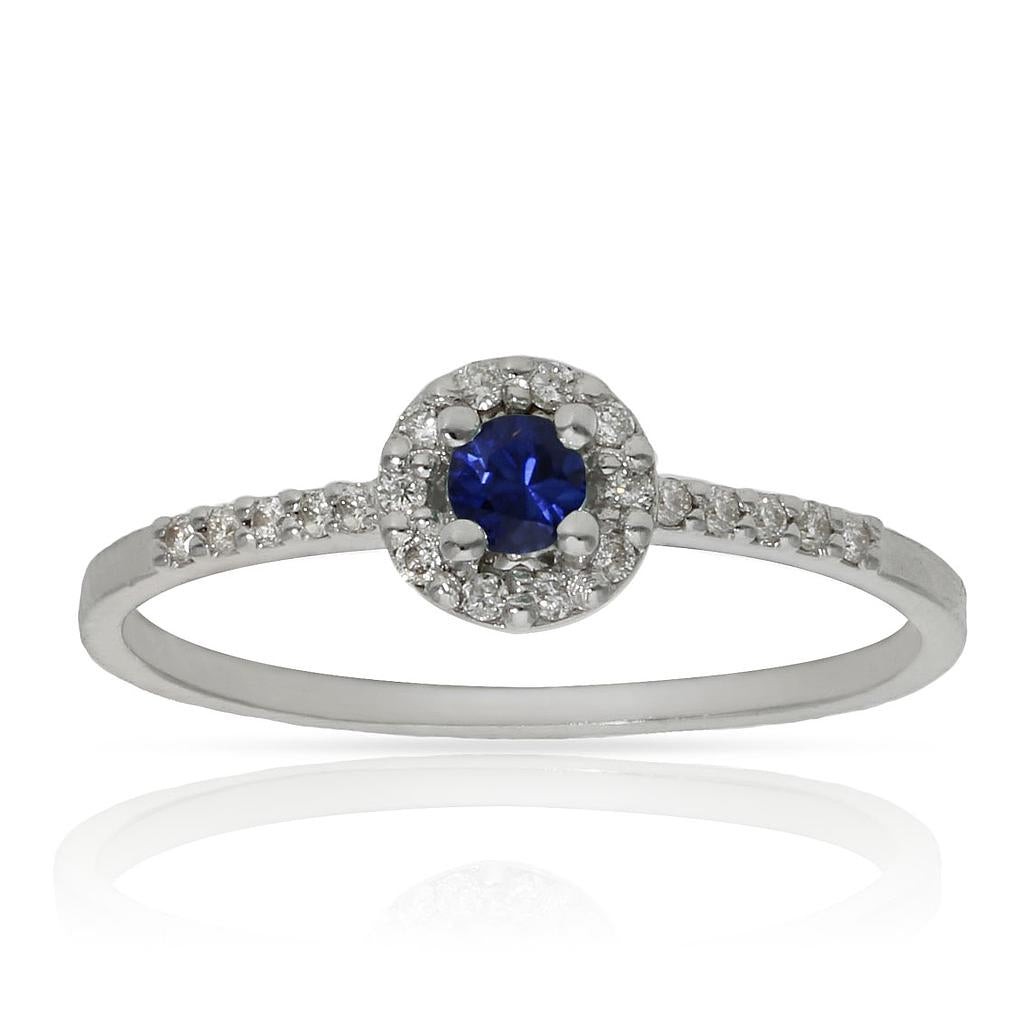 SORTIJA ORO BLANCO 18KL ZAFIRO + DIAMANTES - Números: nº 19 