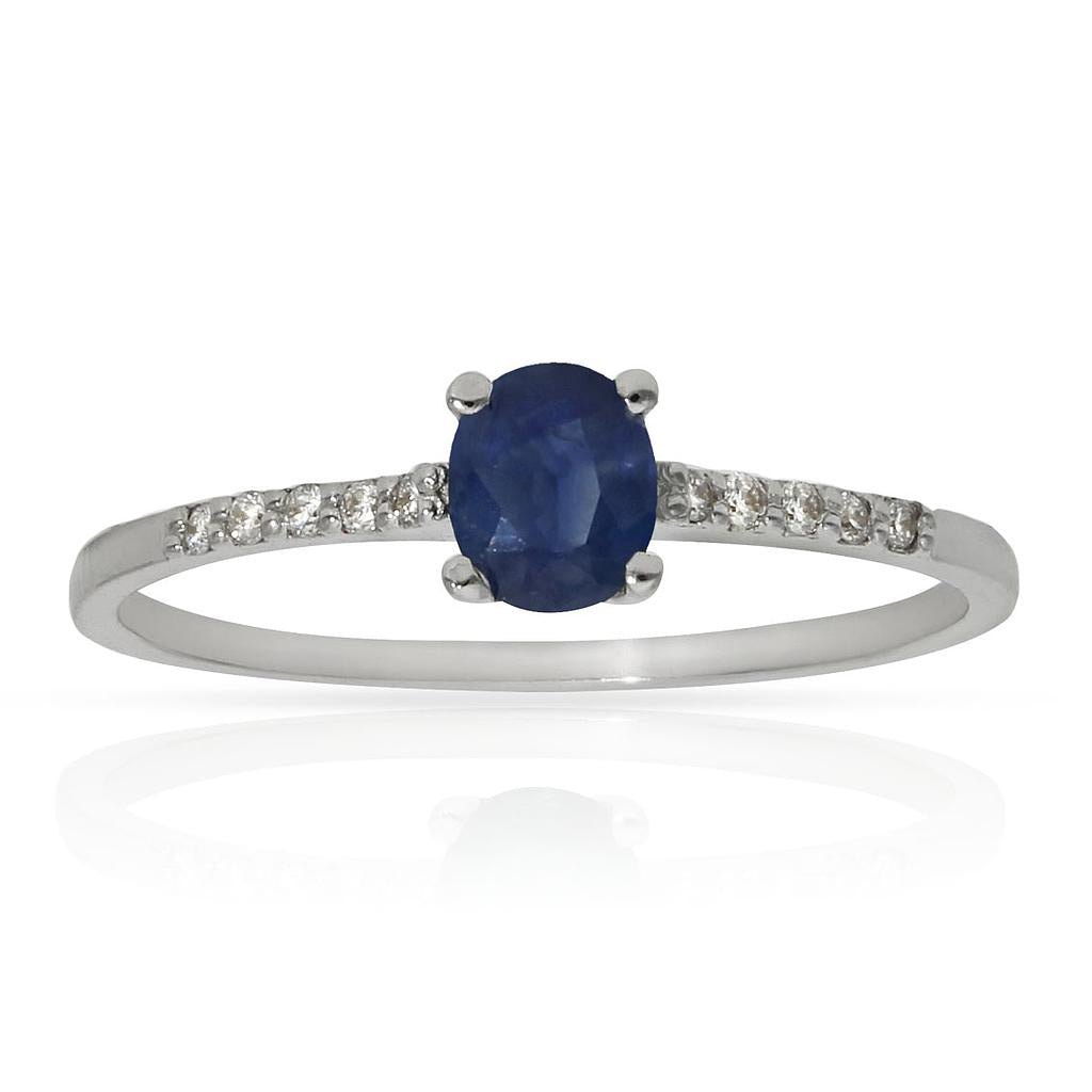 SORTIJA ORO BLANCO 18KL ZAFIRO + DIAMANTES - Números: nº 19 