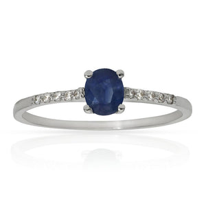 SORTIJA ORO BLANCO 18KL ZAFIRO + DIAMANTES - Números: nº 19 