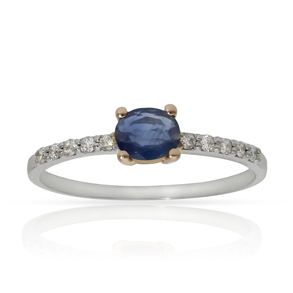 SORTIJA ORO BLANCO 18KL ZAFIRO + DIAMANTES - Números: nº 19 