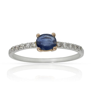 SORTIJA ORO BLANCO 18KL ZAFIRO + DIAMANTES - Números: nº 20 