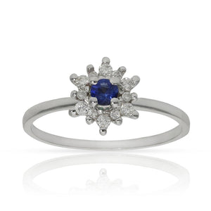 SORTIJA ORO BLANCO 18KL ZAFIRO + DIAMANTES - Números: nº 20 