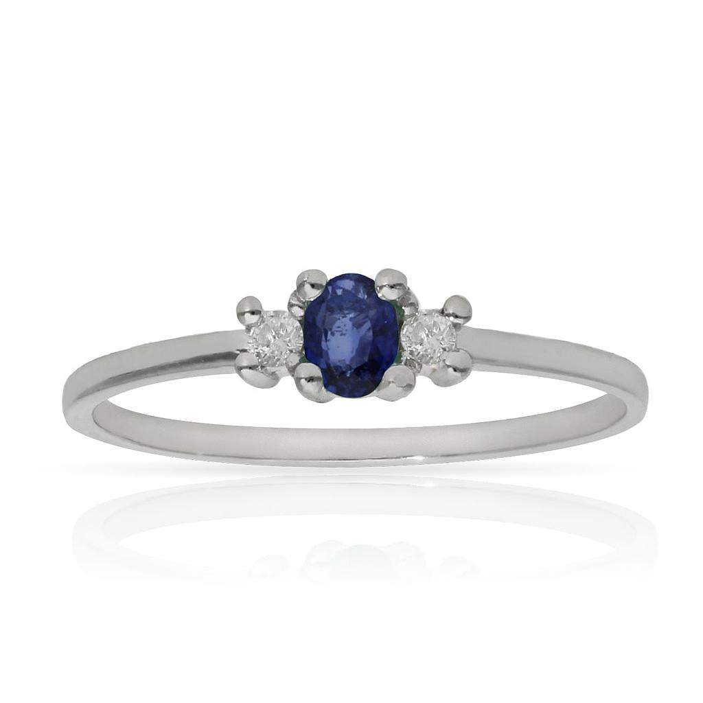 SORTIJA ORO BLANCO 18KL ZAFIRO + DIAMANTES - STOCK - Números: nº 12 
