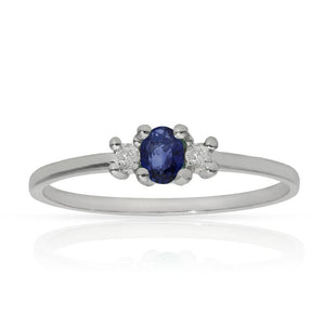 SORTIJA ORO BLANCO 18KL ZAFIRO + DIAMANTES - STOCK - Números: nº 12 