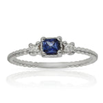 SORTIJA ORO BLANCO 18KL ZAFIRO + DIAMANTES - STOCK - Números: nº 13 