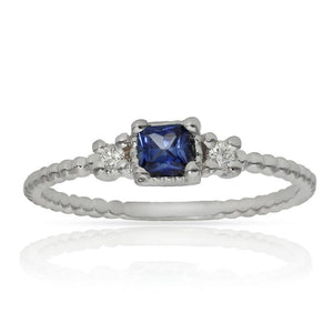 SORTIJA ORO BLANCO 18KL ZAFIRO + DIAMANTES - STOCK - Números: nº 13 