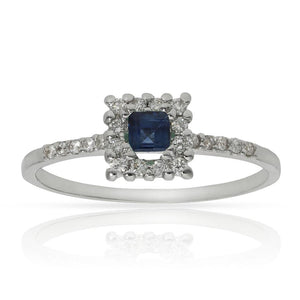 SORTIJA ORO BLANCO 18KL ZAFIRO + DIAMANTES - STOCK - Números: nº 14 