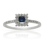 SORTIJA ORO BLANCO 18KL ZAFIRO + DIAMANTES - STOCK - Números: nº 16 