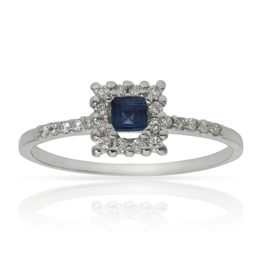 SORTIJA ORO BLANCO 18KL ZAFIRO + DIAMANTES - STOCK - Números: nº 16 