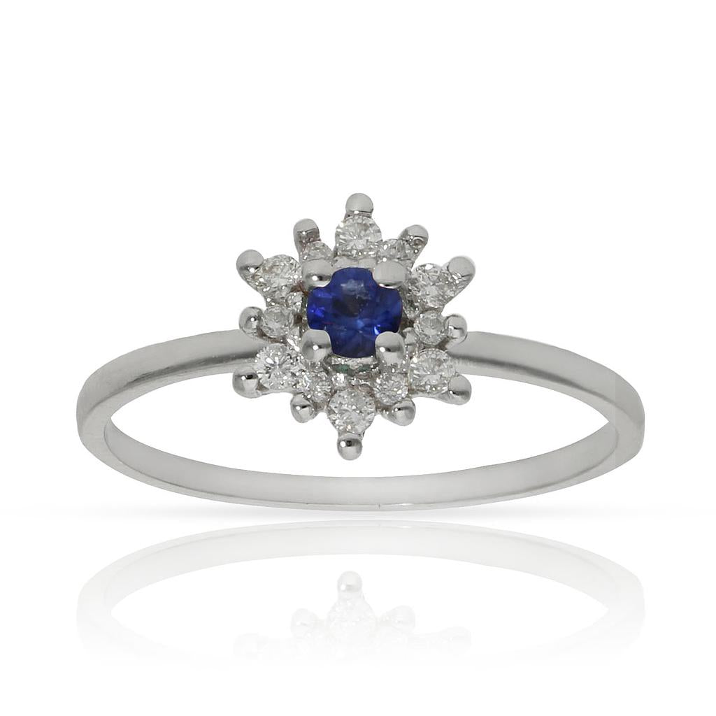 SORTIJA ORO BLANCO 18KL ZAFIRO + DIAMANTES - STOCK - Números: nº 16 