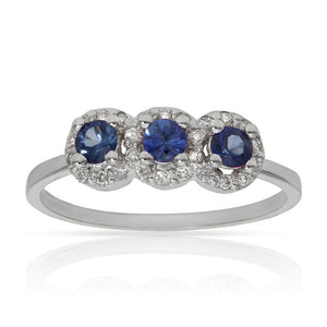 SORTIJA ORO BLANCO 18KL ZAFIROS + DIAMANTES - Números: nº 13 