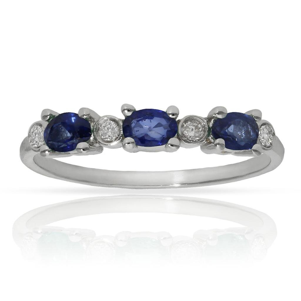 SORTIJA ORO BLANCO 18KL ZAFIROS + DIAMANTES - Números: nº 13 