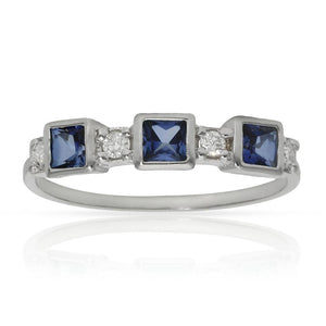SORTIJA ORO BLANCO 18KL ZAFIROS + DIAMANTES - Números: nº 14 
