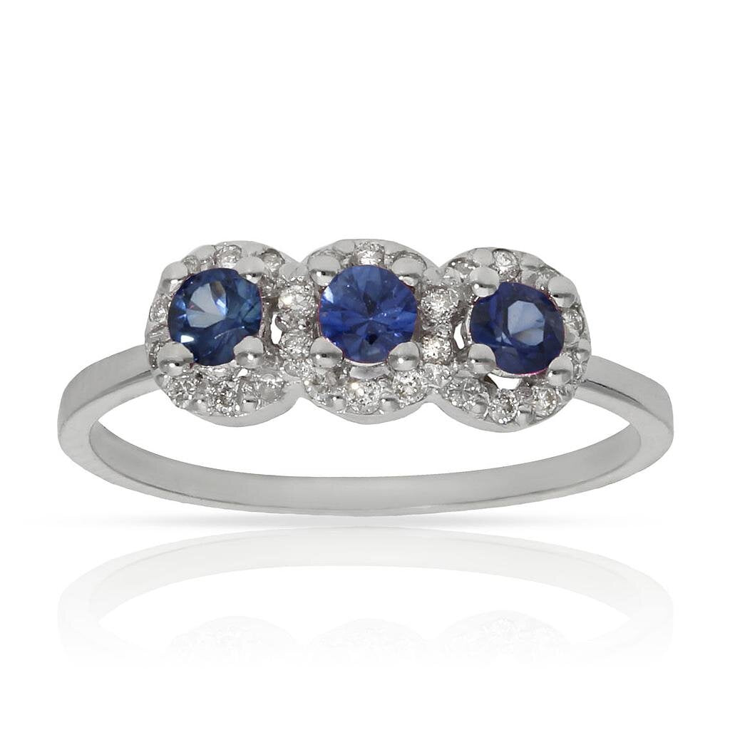 SORTIJA ORO BLANCO 18KL ZAFIROS + DIAMANTES - Números: nº 15 