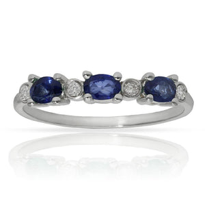 SORTIJA ORO BLANCO 18KL ZAFIROS + DIAMANTES - Números: nº 17 