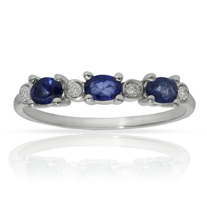 SORTIJA ORO BLANCO 18KL ZAFIROS + DIAMANTES - Números: nº 19 