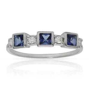 SORTIJA ORO BLANCO 18KL ZAFIROS + DIAMANTES - Números: nº 19 