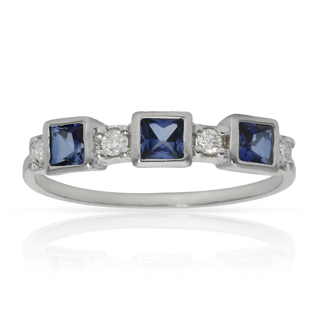 SORTIJA ORO BLANCO 18KL ZAFIROS + DIAMANTES - Números: nº 20 