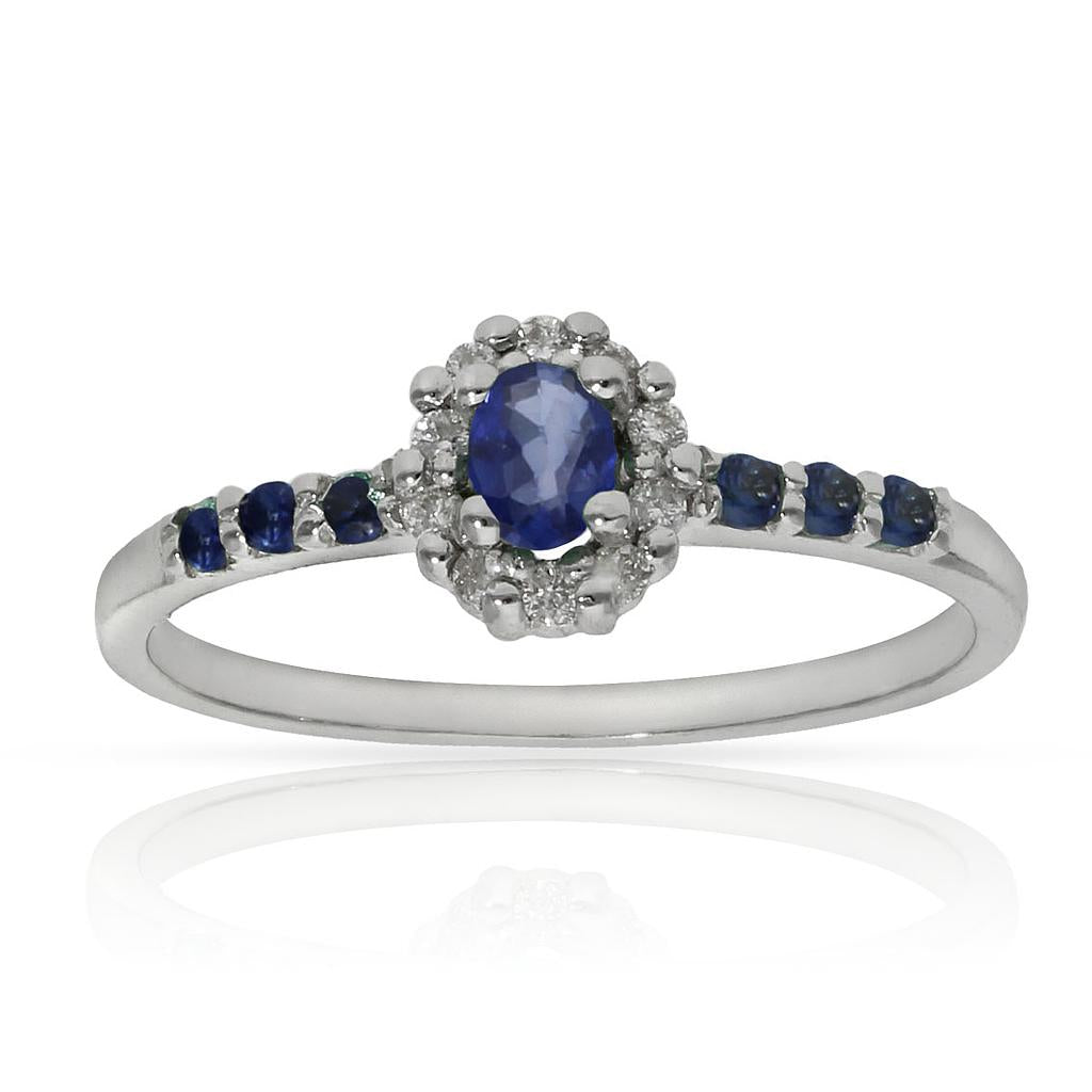 SORTIJA ORO BLANCO 18KL ZAFIROS + DIAMANTES - Números: nº 20 
