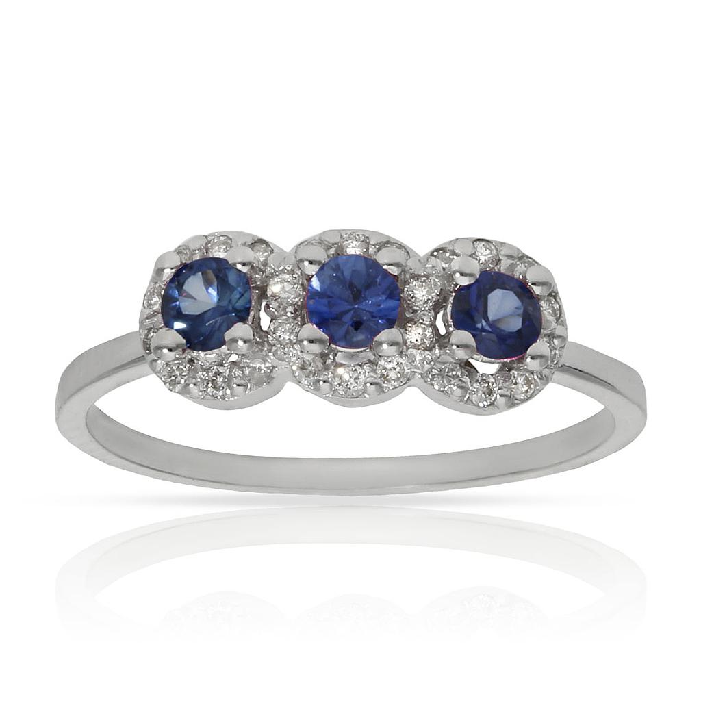 SORTIJA ORO BLANCO 18KL ZAFIROS + DIAMANTES - STOCK - Números: nº 16 